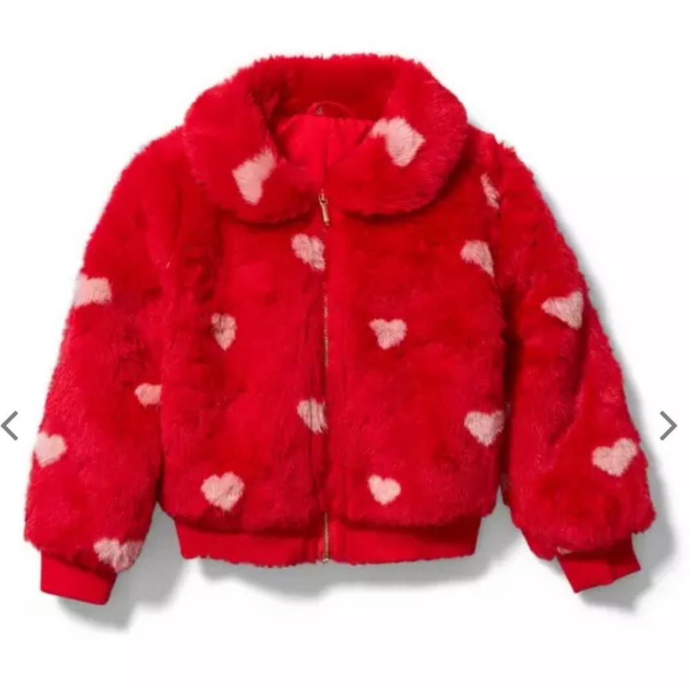 Janie and Jack  Faux Fur Heart bomber Jacket size 3-4T